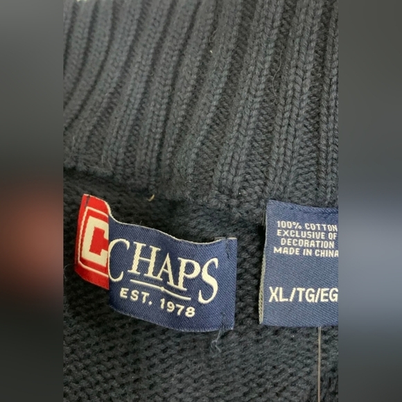 Chaps Men's Navy and Royal Blue Zip-Up Sweater Size XL NWT MSRP $69.50 - Picture 5 of 6